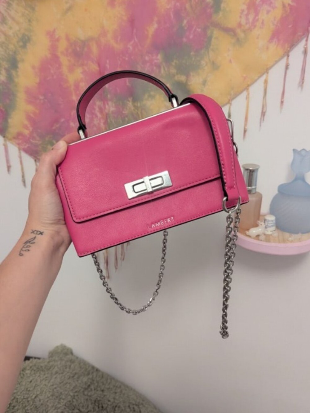 LANEIGE Hot Pink Leather Mini Bag